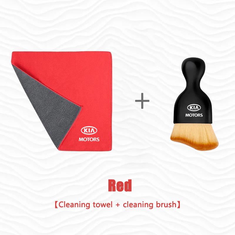 PU Car Cleaning Tools Microfiber Wash Towels Cleaning Brush For KIA Rio Ceed Picanto Sportage Sorento Cerato Soul Optima Flip KN RB6