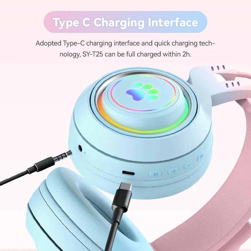 2 in 1 Cute Antlers/Cat Ears Wireless Bluetooth Headphones Gamer 3.5mm Headset Gaming Headphones Gift for Children Low Latency