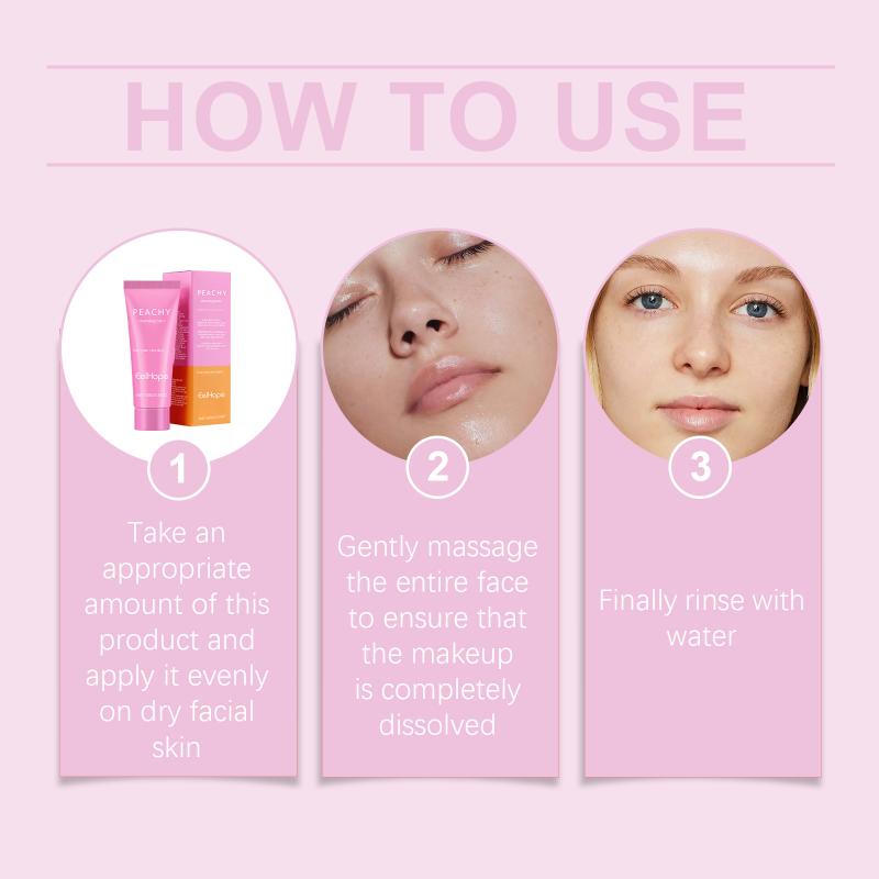 Peach Makeup Remover Cream Deep Clean NonDrying Nourishing Formula For Daily Skincare Morning or Night