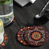 4pcs/set Gift Mandala Pattern Coasters Set Wooden Colorful Table Insulation Pad Insulation Function Home Decoration Home Decor