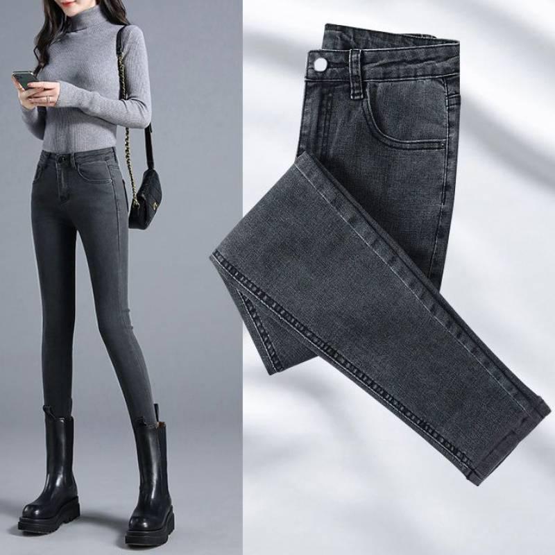 Women's Plus-Size Stretch Denim Jeans, Spring/Autumn 2025, Slimming Pencil Fit, Versatile Skinny Style for Petite Figures