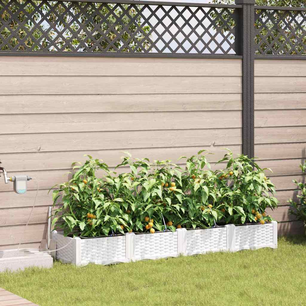 Garden Planter Set 4 pcs White 160 x 40 x 22 cm Plastic
