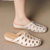 Fashion Summer New Heightened Vintage Woven Cutout Pleated Women's Cross Lace-Up Roman Sandals Non-Slip Slip-On Slippers