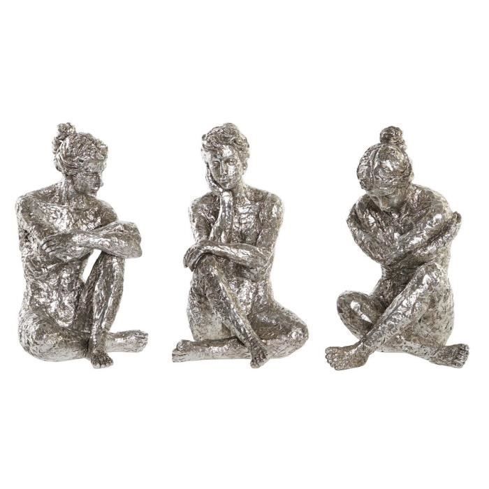 Figurine décorative - Femme - Argenté - 17 x 15 x 26 cm - Élégance Chic