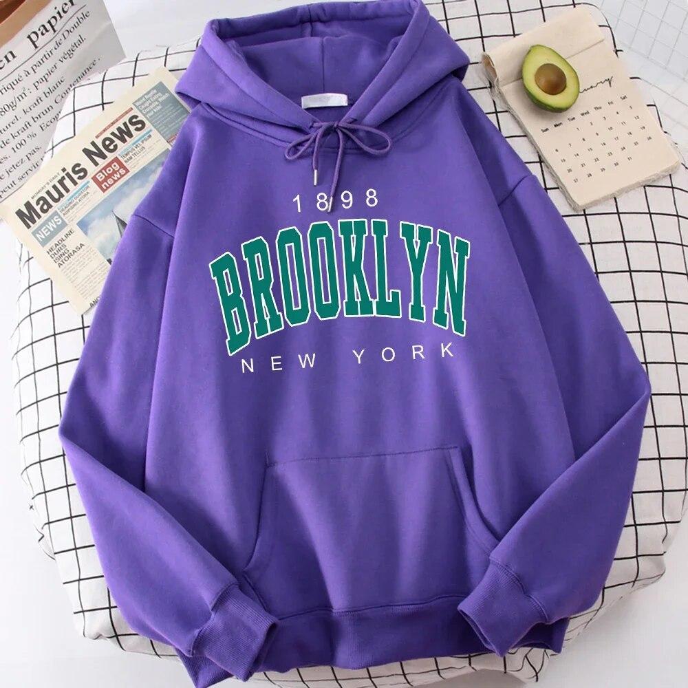 

1898 Бруклин, Нью-Йорк, США, толстовка с забавным принтом, теплая, удобная спортивная одежда большого размера, свободная повседневная модная одежда с капюшоном
