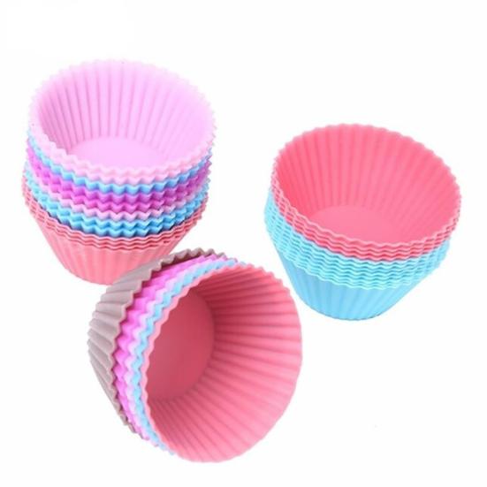 6Pcs Round Food Grade Silicone Muffin Cupcake Baking Molds Reusable Dishes Pan