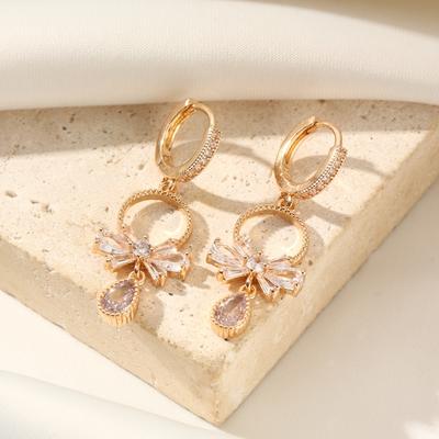 Fashion Bow Tie Dangle Earrings for Women Cubic Zirconia Earring Jewelry Party Accessories