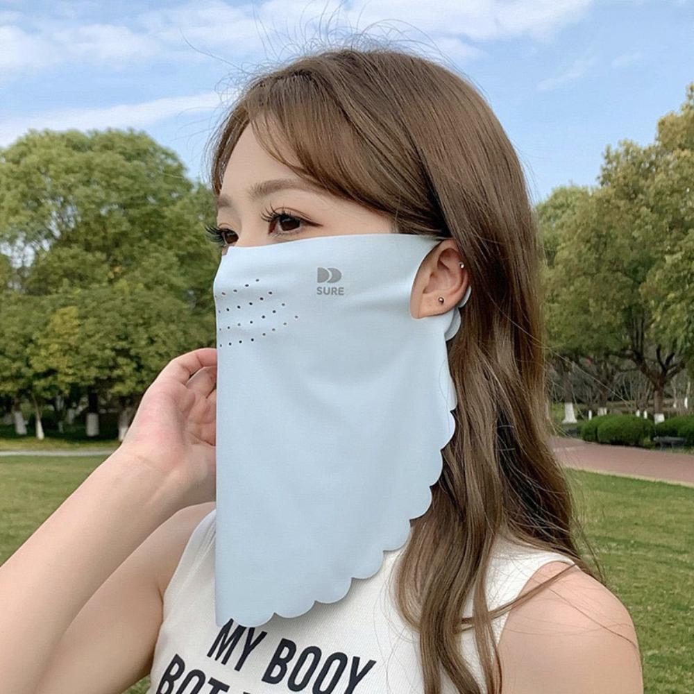 Solid Color Ice Silk Mask Summer Face Scarves Neck Wrap Cover Breathable Sunscreen Mask  Cycling