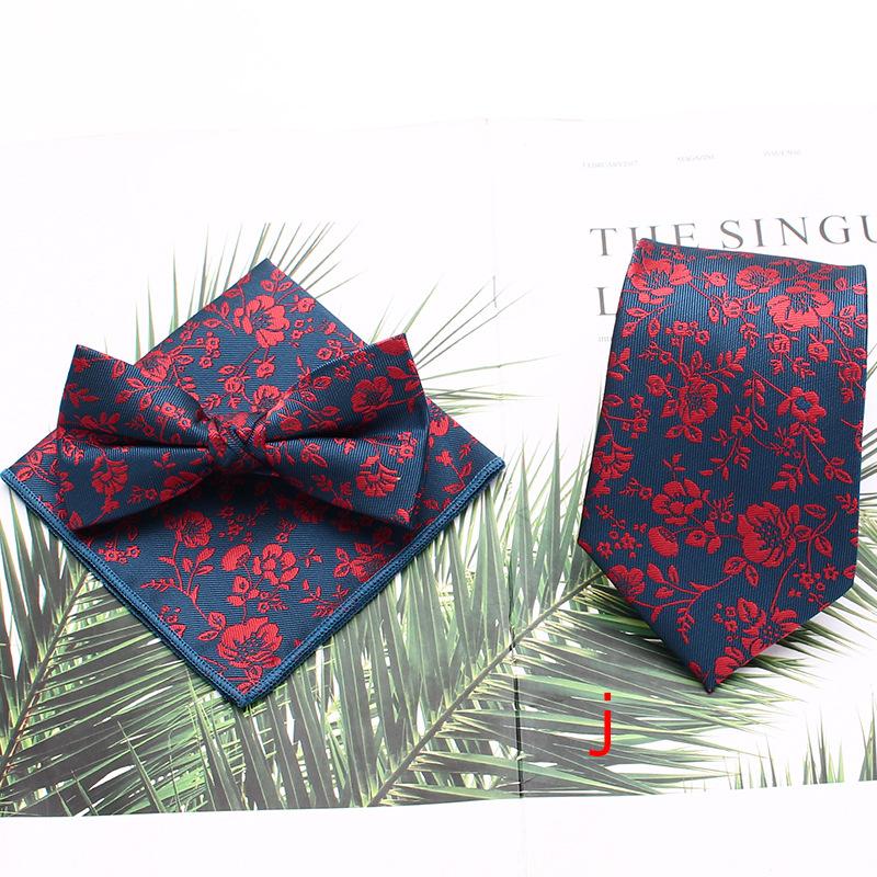 Rael Men'S Tie Set, Polyester Striped Tie Bow Tie Square Scarf Three-Piece Set, Suit Accessories