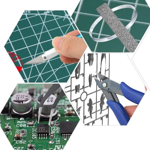 WMYCONGCONG 12-Piece Plastic Model Tool Set for Beginners, Includes Thin-Blade Nippers, File, Precision Tweezers, and a Modeler's Knife (5 Replacement
