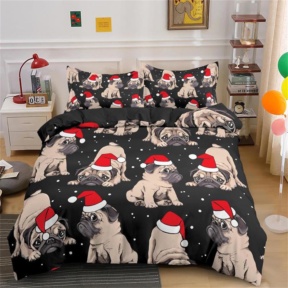 3D Design Sweet Pug Dog Duvet Cover, Polypolyester Luxury Bedding Quilt Cover Bedding Bed Covers With Pillowcases 75*50 With Zipper