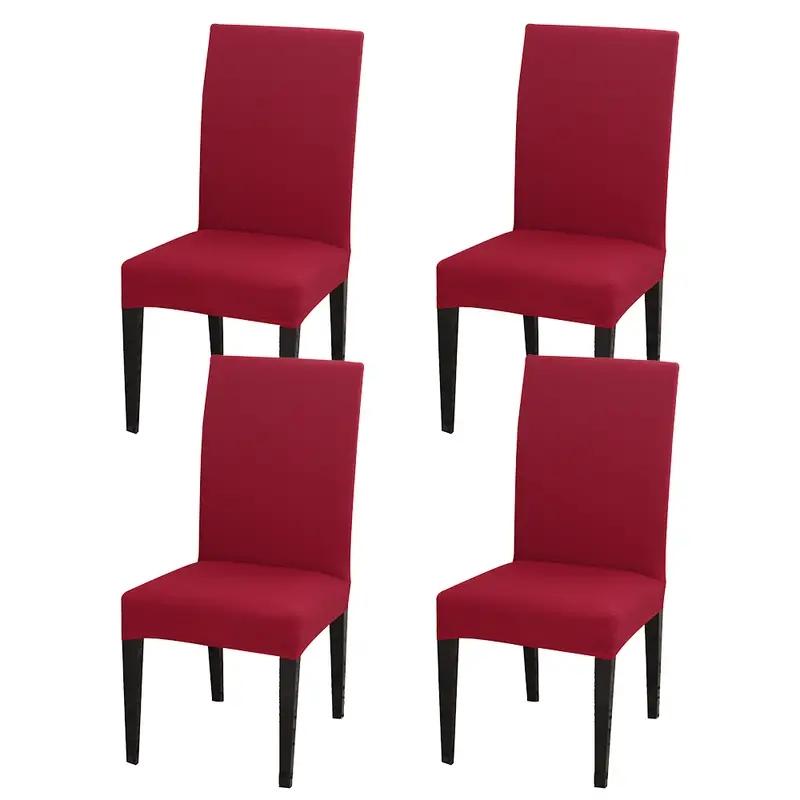4PCS/6PCS Four Seasons Solid Color Elastic Chair Covers for Home, Hotel, and Restaurant