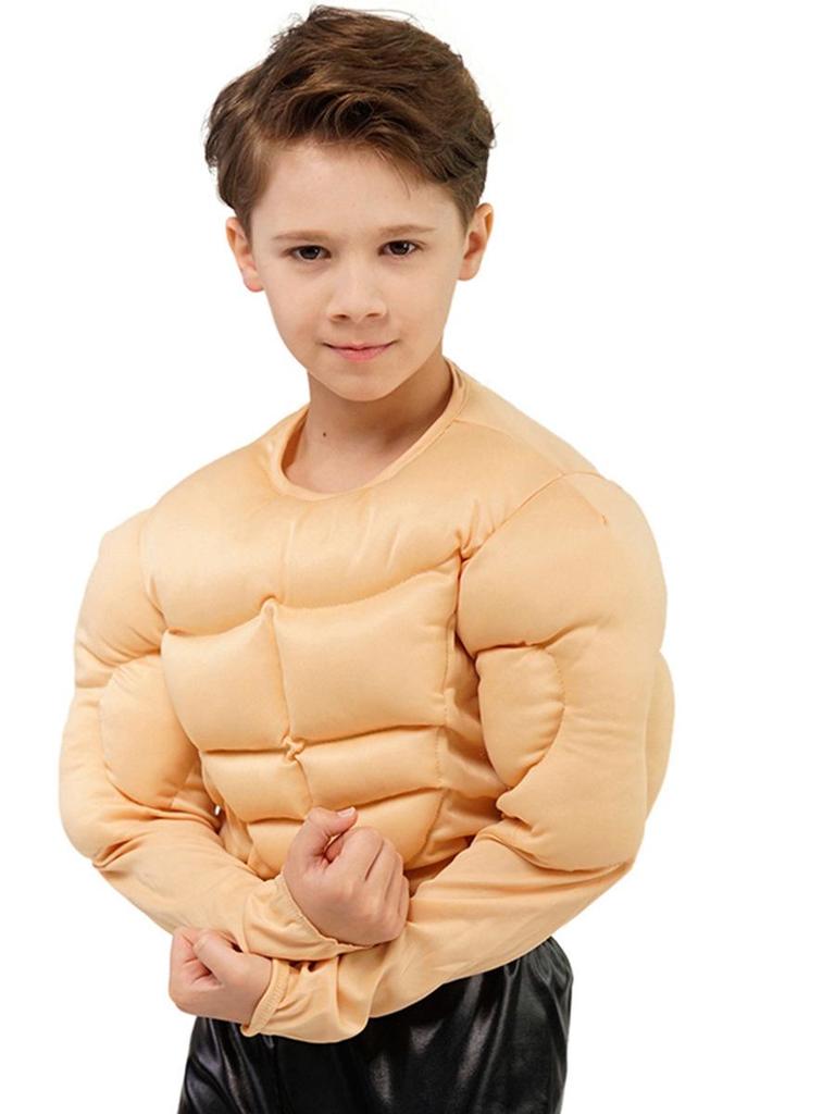 Muscle Suit T-Shirt for Halloween Cosplay - Fake Abs Party Costume for Adults
