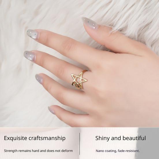 Thumb Ring Hollow Star Shape Adjustable Opening Design Finger Ring Titanium Steel Finger Band Versatile Jewelry Gift