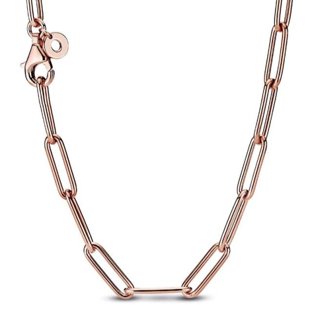 

Подлинное ожерелье из стерлингового серебра 925 пробы с цепочкой-змейкой Me Link и круговой застежкой для женщин, бисерное украшение своими руками, модные ювелирные изделия