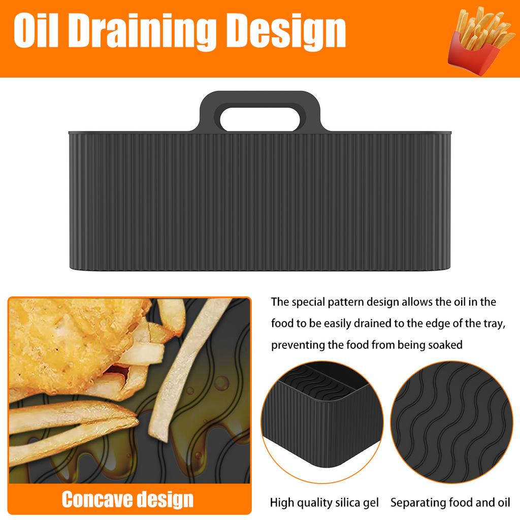 2Pcs Air Fryer Liner Baking Tray Silicone Pot Airfryer Basket for Kitchen Oven Pizza Fried Chicken Grill Pan Mat Fruit Basket