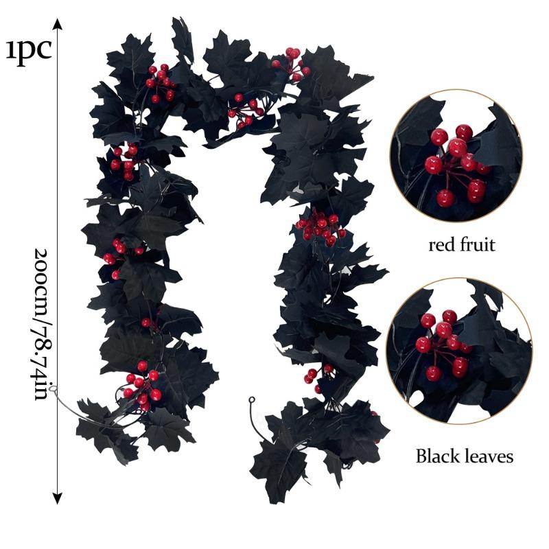 Artificial Black Maple Leaf Vine Halloween Home Vine Decoration Wall Hanging Landscape Arrangement