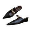 Baotou drag half slippers women's 2025 new spring muller shoes sandals women's shoes wedge heel shoes high heel pointed single shoes