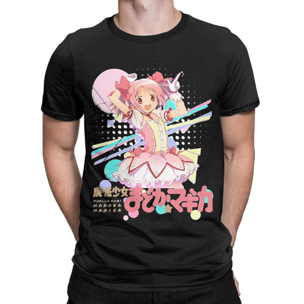 Puella Magi Madoka Magica Qbey Tshirts Men's Cotton Tops Priting Cute Kyubey Anime Round Neck Short Sleeve