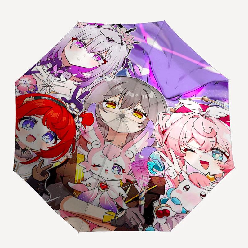 1pc Outdoor Umbrella with Anime Characters - Automatic Opening/Closing, Portable Tri-Fold Design, 8-Rib Iron Frame - Perfect Gift for Fans, Trave