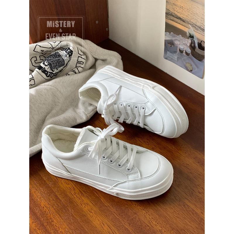 thick-soled velvet little white shoes women's height-increasing dissolving shoes new leather casual board shoes 673
