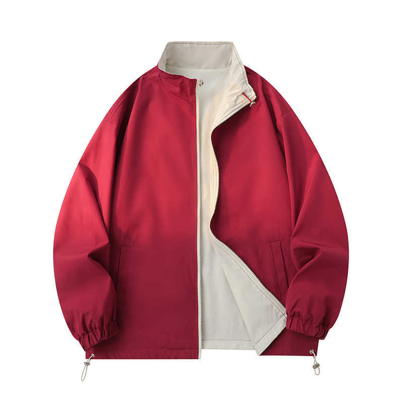 Doppelseitige lockere wasserdichte Stehkragenjacke für Paare Frühling und Herbst winddicht wasserdicht Sport Bergsteigen Anzug