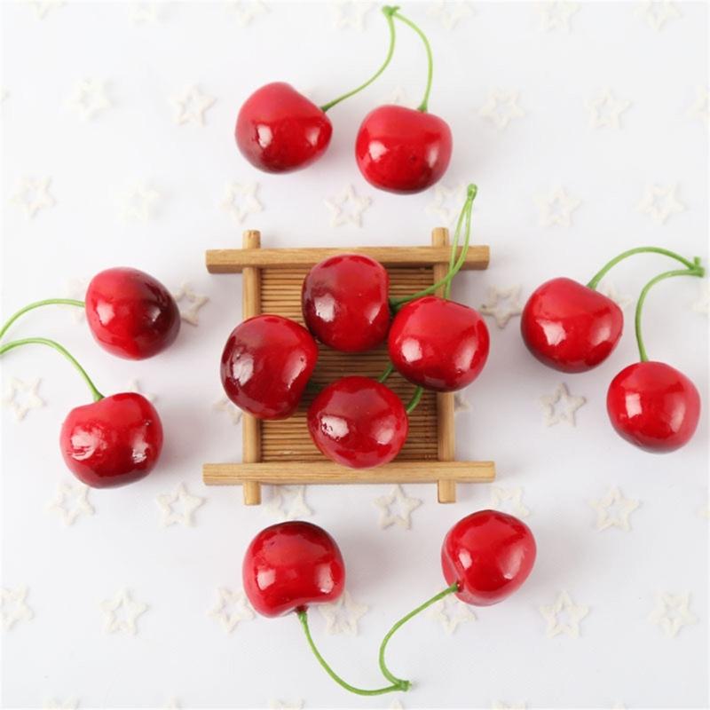 10 Pair False Cherries Artificial  Decorations Simulations Cherries Fruit False Fruit Model Kitchen Photo Props Drop Ship