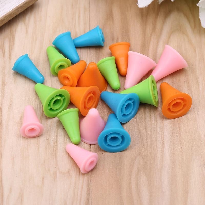 20pcs Cone Knitting Needles Cap Tips Point Protectors Stoppers Cover Craft