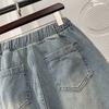 DIMANAF 2025 Frühling Jeans Lange Hosen Damen Denim Elastisch Basic Hosen Locker Lässig Blau Weiter Bein Hosen Lässige Hosen Große Größen Hosen