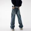Jeans men's high street washed old men's American retro cleanfit wide-leg pants straight and thin floor-mopping trousers