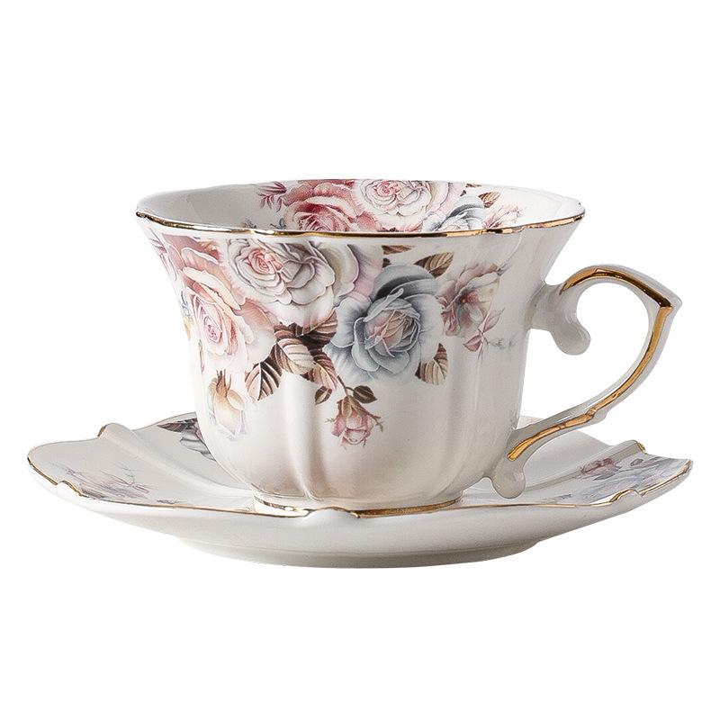 European-style flower coffee cup saucer Western-style retro gold ceramic mug home senior sense teacup