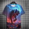 Animal Men's T-shirt 3d Tiger Print Men's Tops Casual Short Sleeve Simple