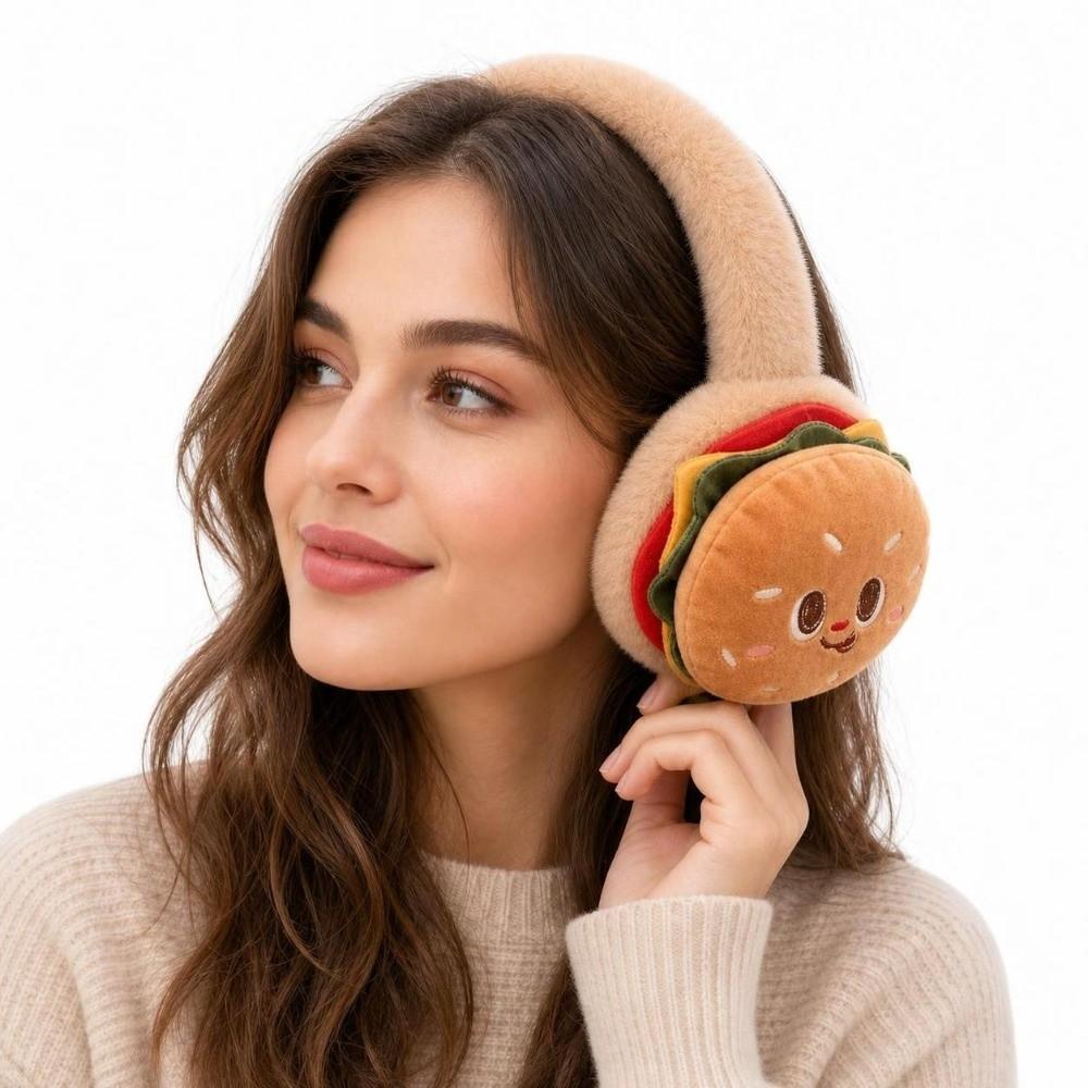 Cartoon Fluffy Ear Warmers Soft Burger Earmuffs Cute Fuzzy Ear Covers Winter Outdoor