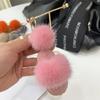 Luxury Fluffy Real Mink Fur Slippers Ball Pom Poms Fur High Quality Car Metal Ring Pendant For Women Bag Charm
