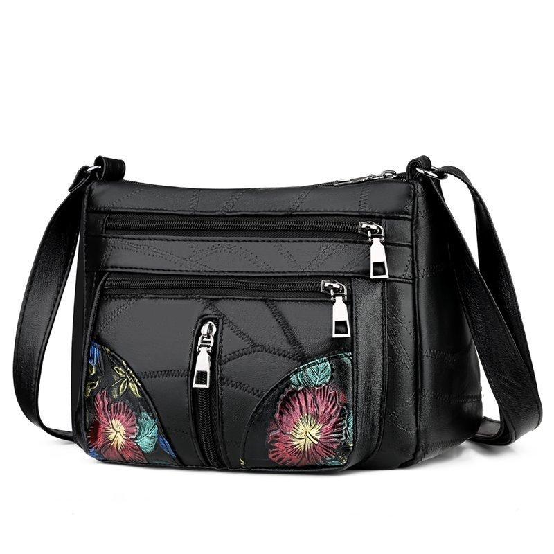 New Chinese and female bags, soft leather large-capacity shoulder messenger bags, mother-in-law and grandmother shopping mobile phone bags