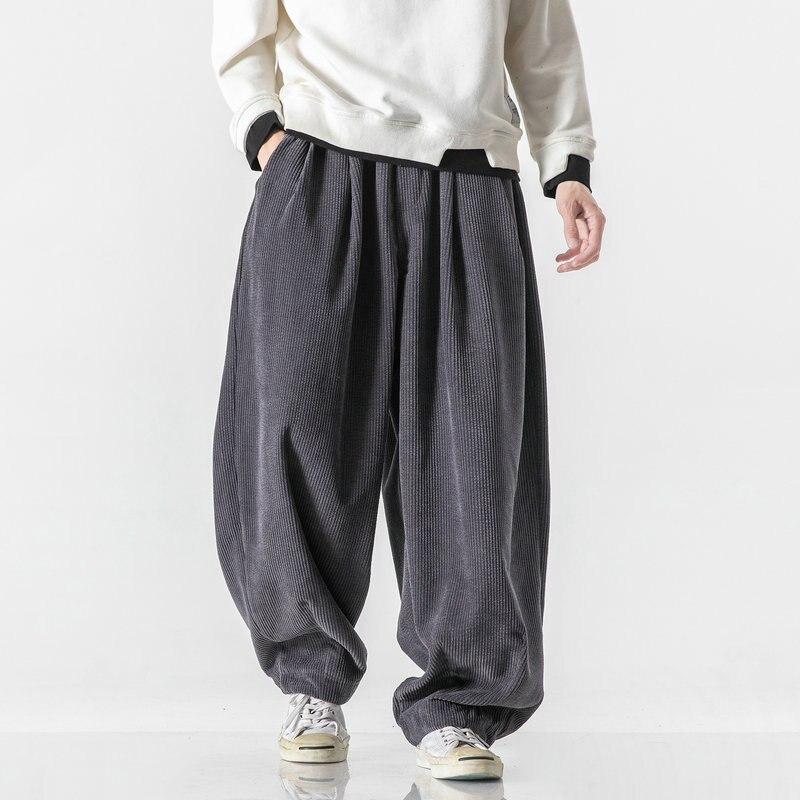 

Men Casual Pants Streetwear Harem Pants Corduroy Men s Harem Pants Long Trousers Loose Male Oversized Sweatpants M сірий