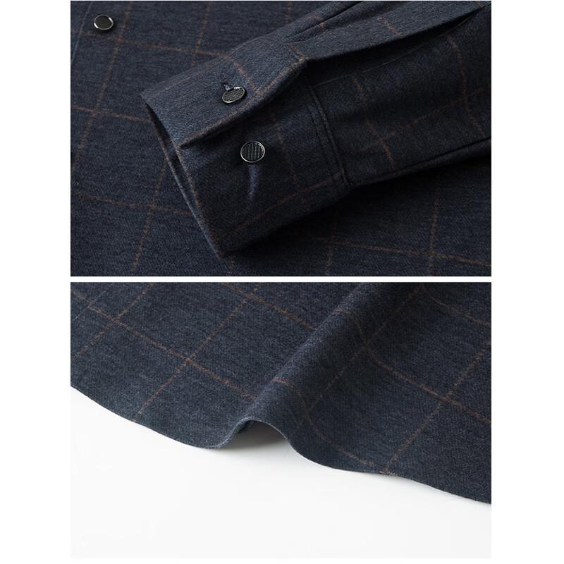 ROMON Men's Long-Sleeve Plaid Casual Business Shirt