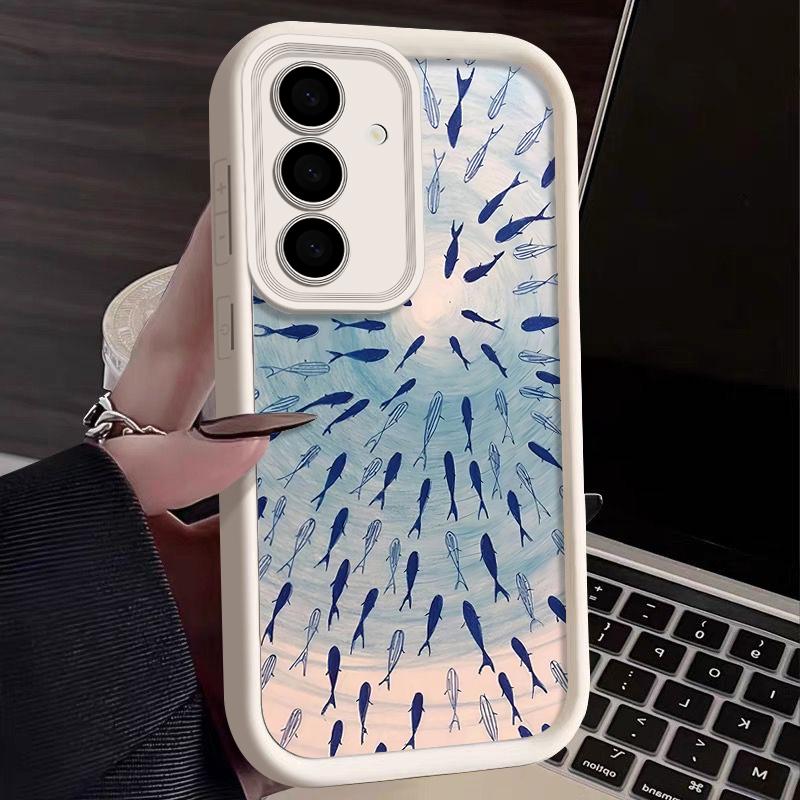 Miękkie etui ze wzorem delfina na telefon Samsung Galaxy S25 Edge S24 S23 S22 Ultra S24 FE A56 A55 A36 A26 A16 A15 A35 A54 5G