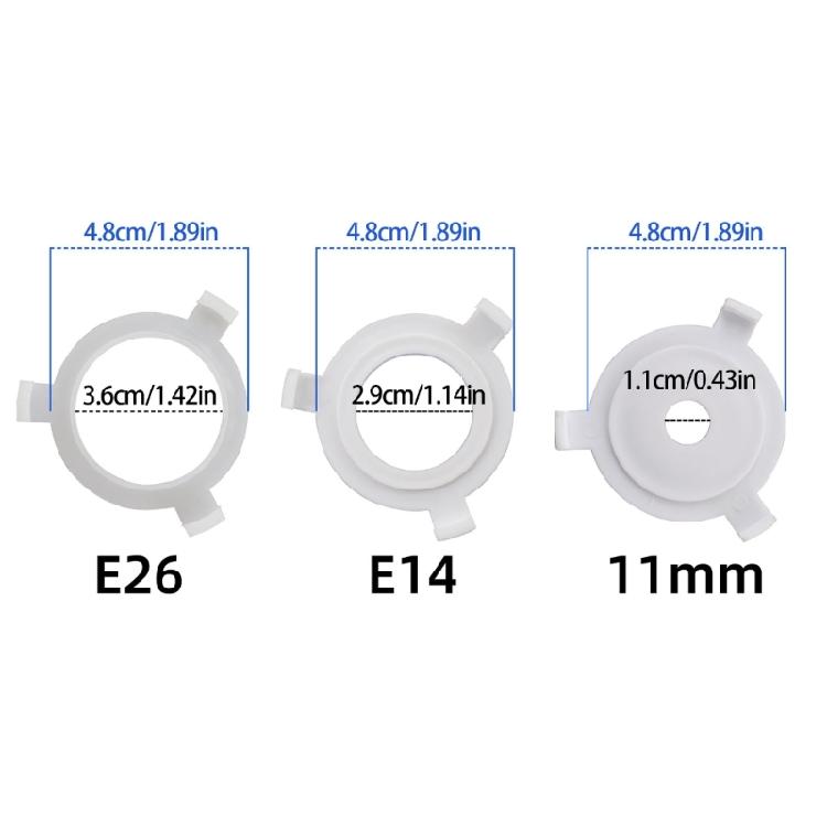 10Pcs/set E27 to E26/E14/11mm Interchangeable Socket Adapter Lamp Shade Reducer Washer For Home Office Lighting