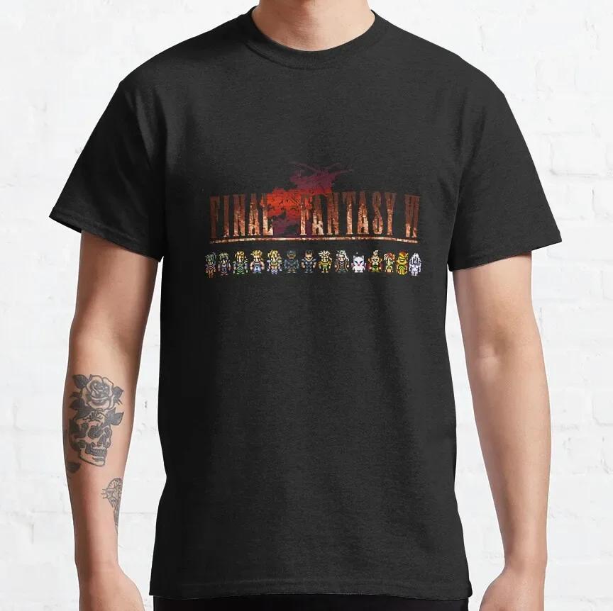 Cool Tees Video Games Round Collar Tshirt Pure Cotton Graphic Printed Clothes Final Fantasy All Ff Pixel Sprite Unisexs Shirt X