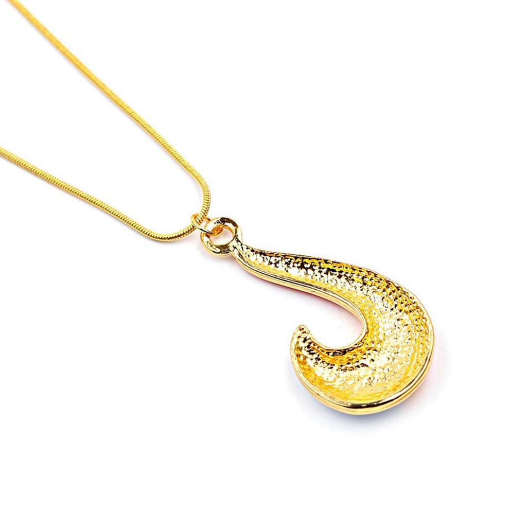 Goldene Halskette mit Fischhaken, niedliche Form, Katzenschwanz mit Glöckchen-Anhänger, Damen-Halsketten