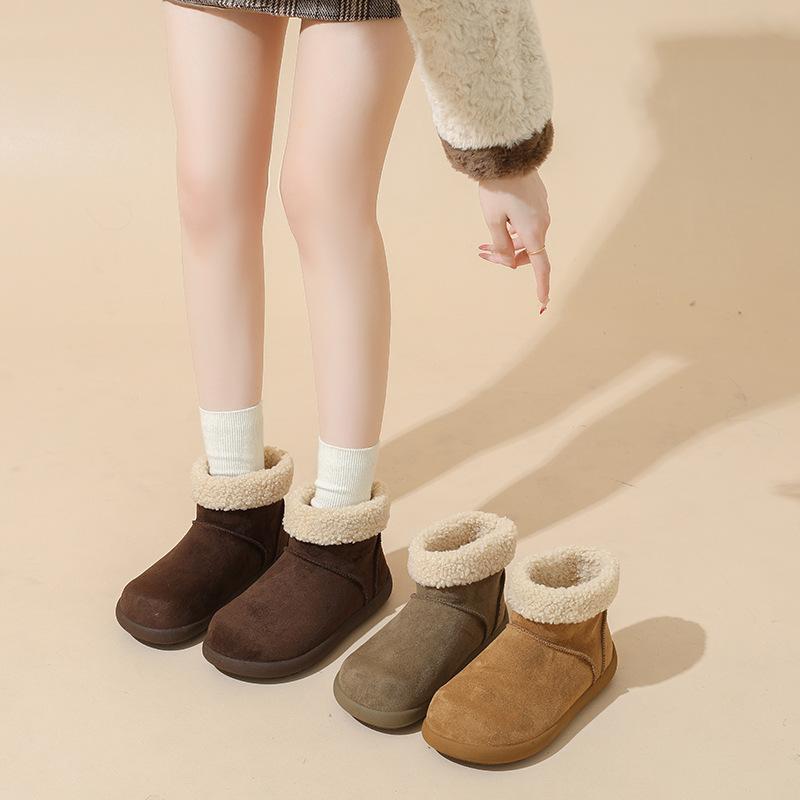 Women's Large Size Soft Sole Heightening Winter Warm Fur Snow Boots Padded Lined Ankle Boots Anti-slip Hiking Casual Sports Cotton Boots