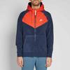 Nike Sportswear Patchwork Design With Embroidered Logo Hooded Jacket Men Outerwear Dark-Blue CJ4542-451