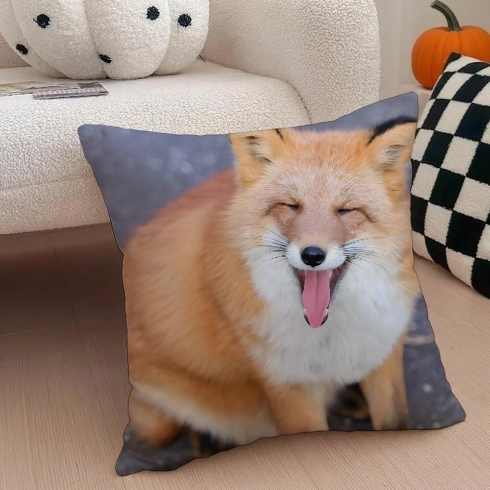 funny foxy photograph Cushion Cover Throw Pillow Cover Hidden Button Durable Polyester Chair Cushion