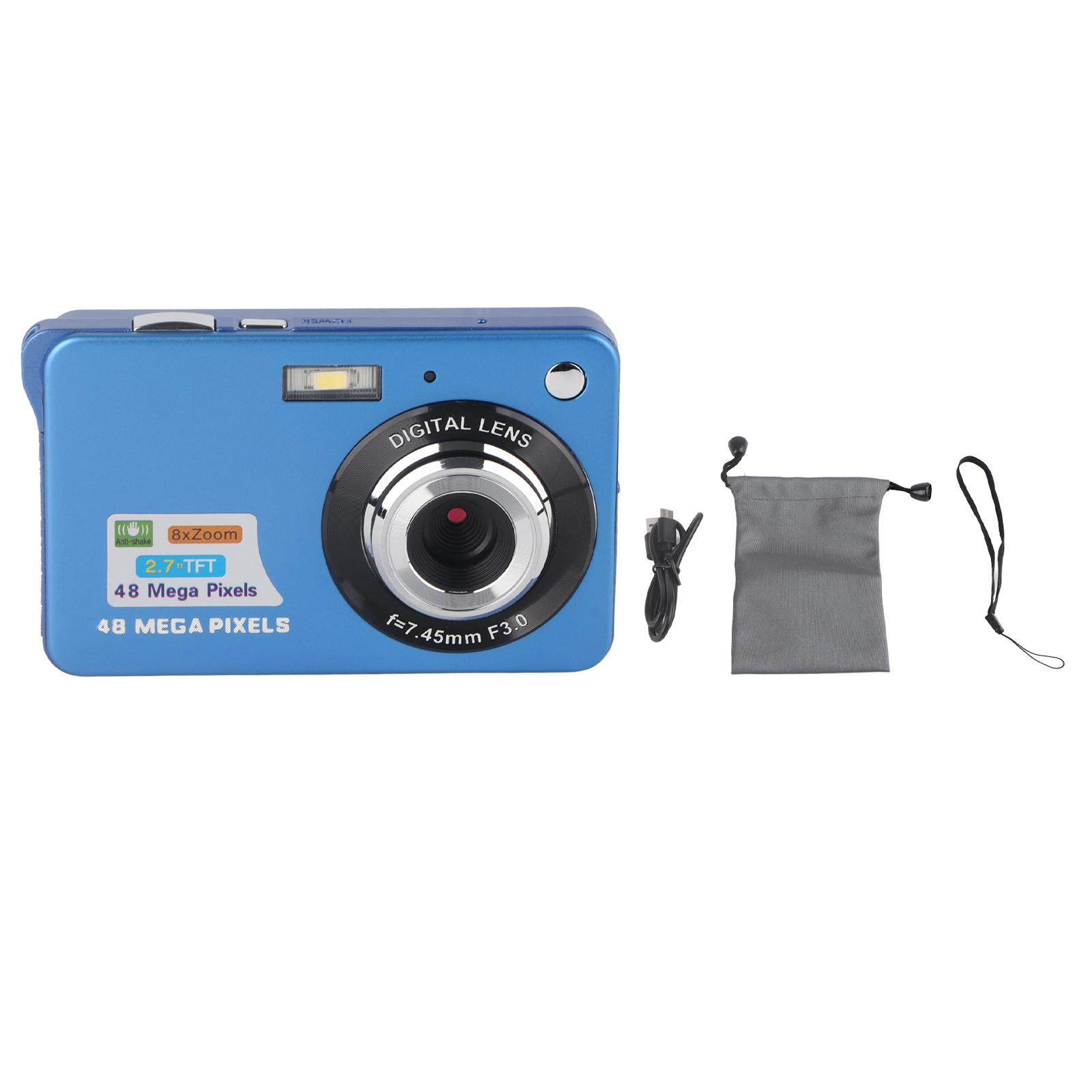 

Digital Camera 2.7in LCD Compact Camera Anti Shake Built in Fill Light 48MP 4K Portable for Photography