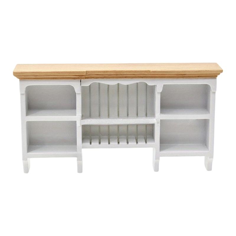 Wood Doll House Kitchen Wall Mount Cabinet Storage Shelf For Kids Toy Furniture Safe and Easy Assembly Scene Decoration