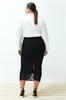 Women's Fashion New Plus Big Size Skirt Black Lace Midi Knitted Skirt