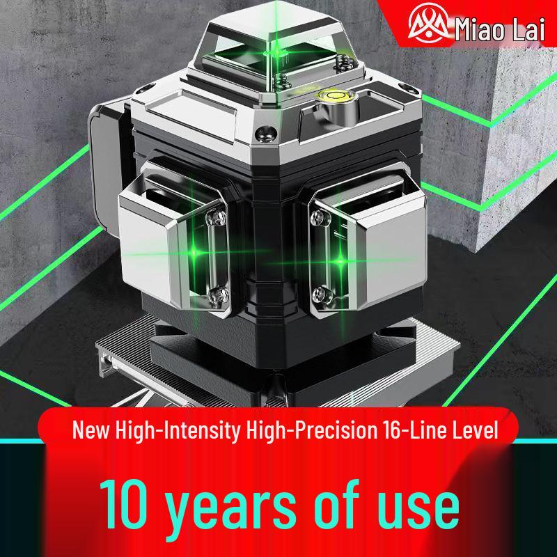 High-Precision 16-Line Green Laser Level with Automatic Projection for Walls and Ground
