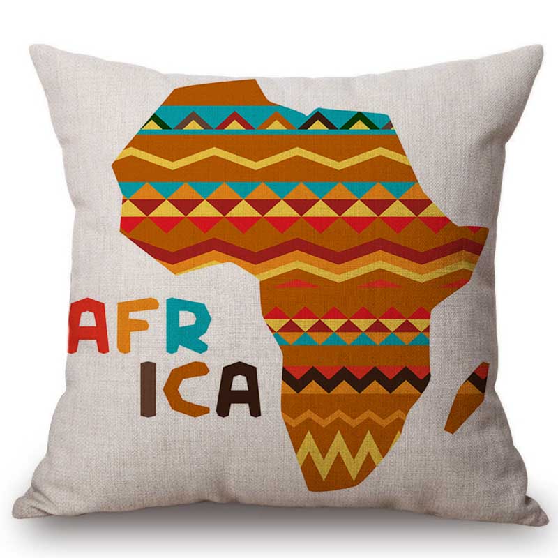 Nordic Africa Style Elephant Lion Mask Spear Art Sofa Decoration Pillow Case Cotton Linen Animal Exotic Car Pillow Cushion Cover