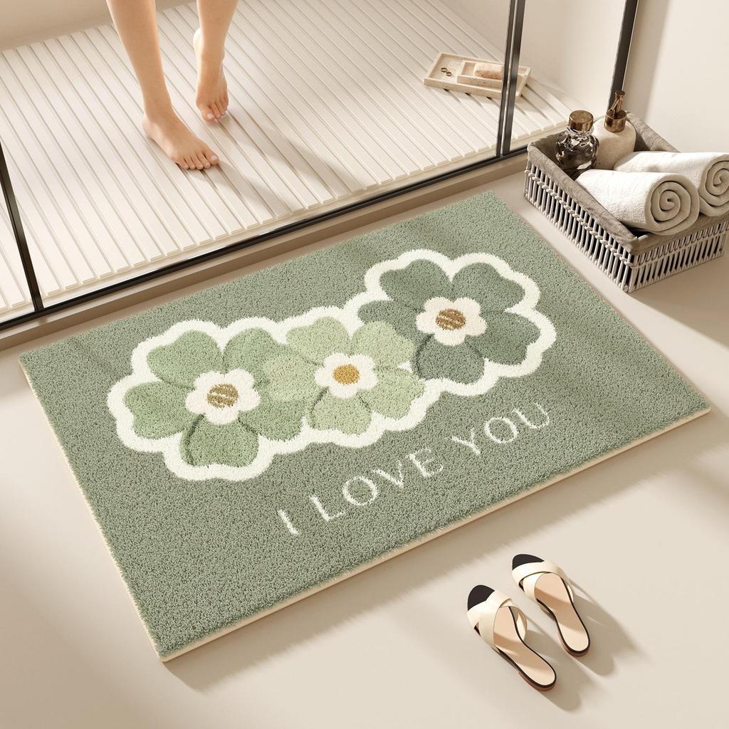 Compact Absorbent Bathroom Mat - Non-Slip, Easy-Care, Dirt-Resistant, Imitation Cashmere Floor Rug